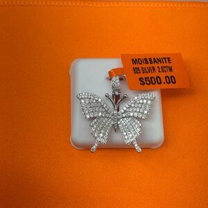 Moissanite Butterfly Pendant in Silver